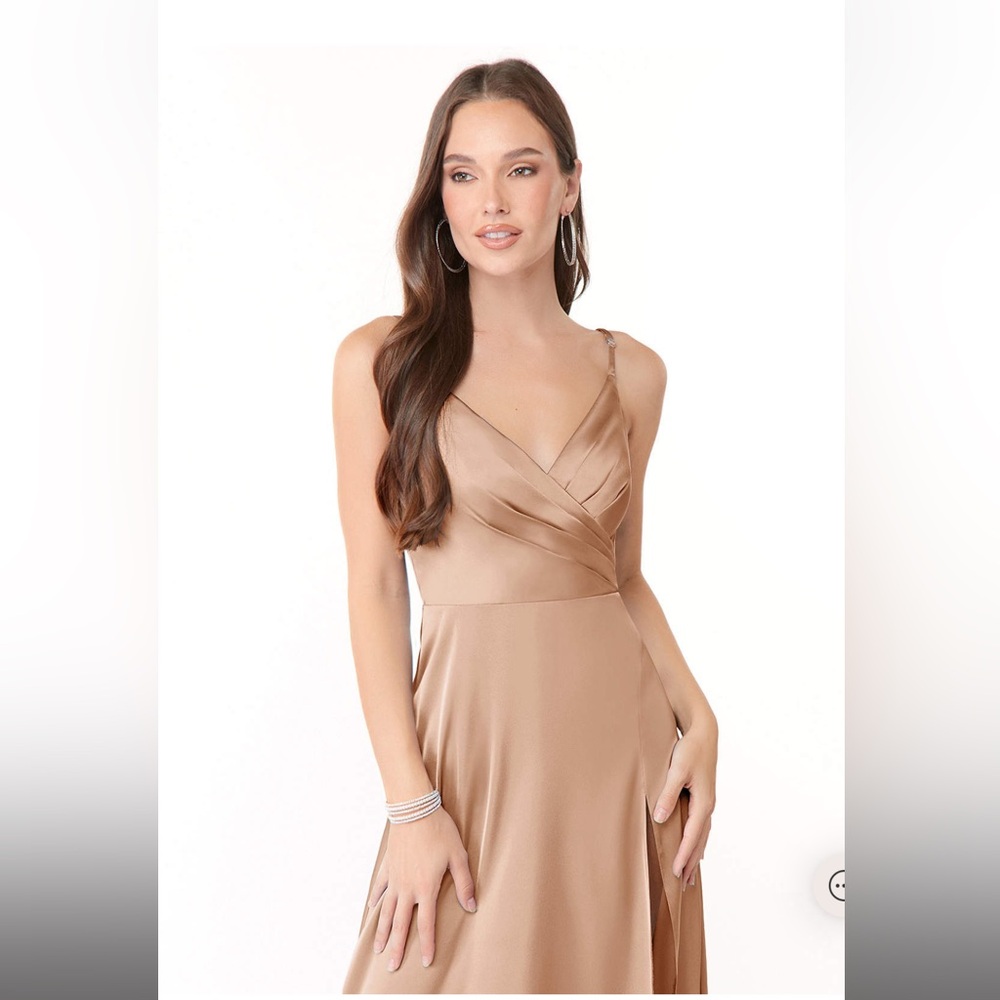 Azazie Delilah Stretch Satin Dress - A6 - English Rose